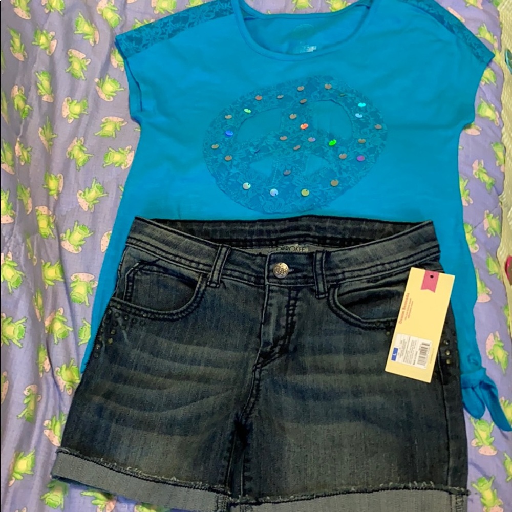 Girl’s Cherokee Denim Bermuda Shorts and Shirt
